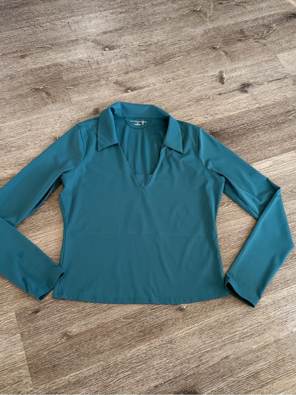 Travis Mathew Teal Long-Sleeve V-Neck Polo